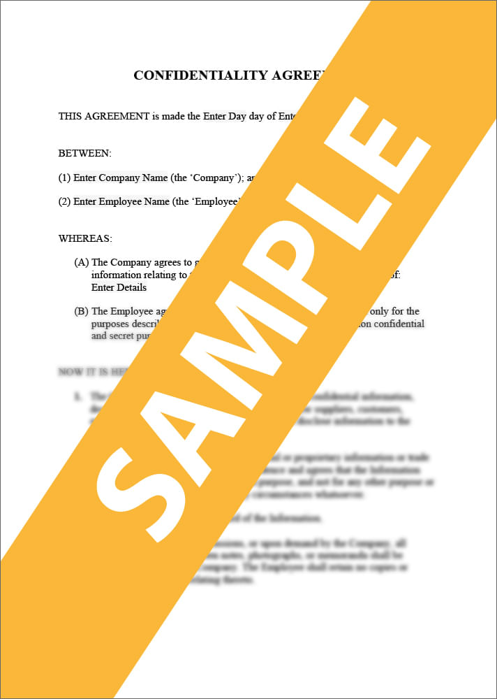 Confidentiality Agreement Form Template & Sample lawpack.co.uk