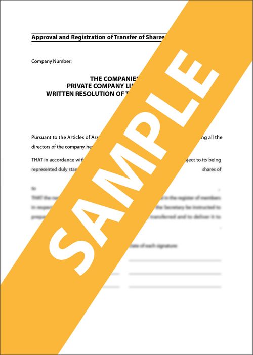 Approval and Register of Transfer of Shares