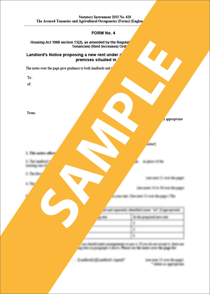 Rent Increase Notice Section 13 Notice Form Template Sample   Rent Increase  Including Section 13 Notice  