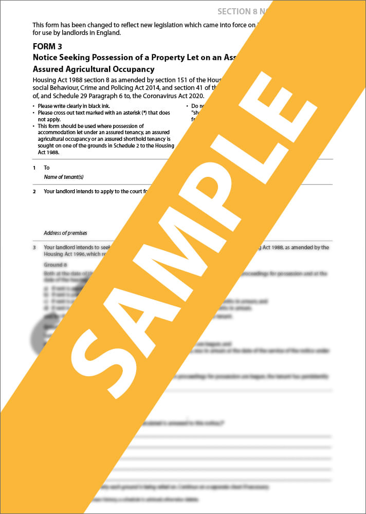 Section 8 Notice Rent Arrears Claim Form Template & Sample