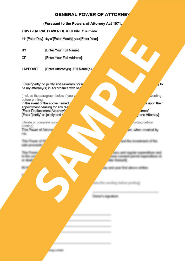 General Power of Attorney - Form Template & Sample | lawpack.co.uk