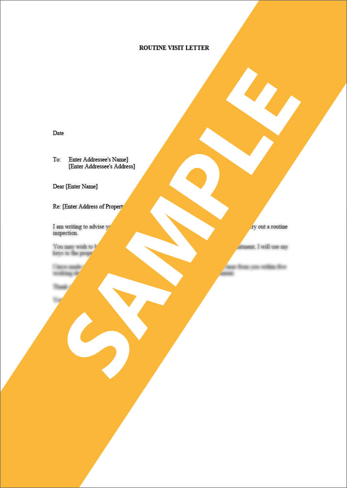 Landlord's Letter Arranging Routine Inspection - Form Template & Sample ...