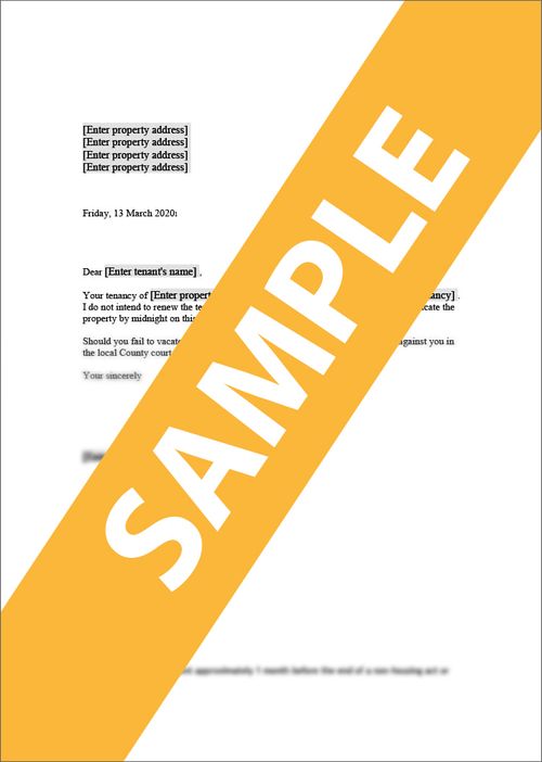 Notice to End Contractual Tenancy (Fixed Term)