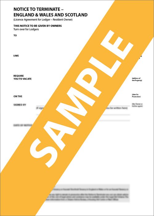 Notice to Terminate a Lodger Agreement