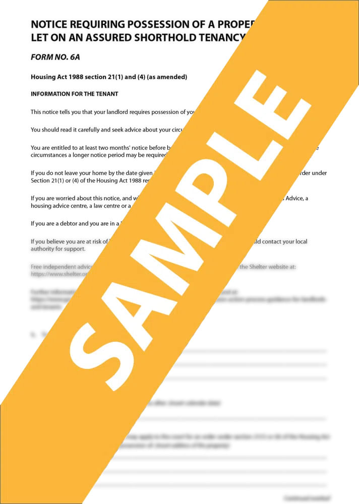 Section 21 Notice - Form Template & Sample | lawpack.co.uk